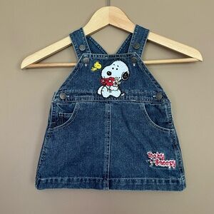 {Baby Snoopy} Vintage Denim Overall Dress - Baby Girl 6/9 Months